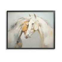 Stupell Industries Grey Horse Hugs Animals & Insects Painting Black Framed Art Print Wall Art, 14 x 11