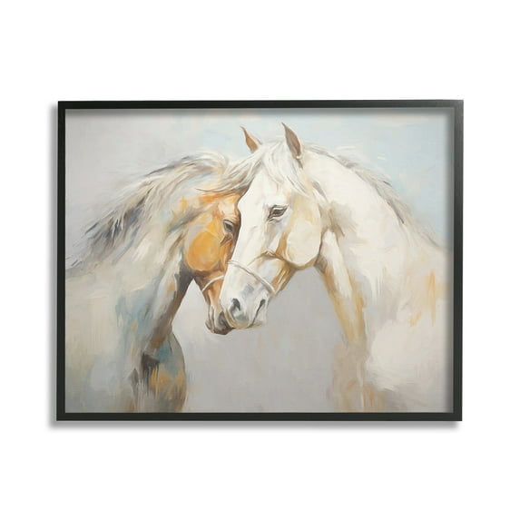Stupell Industries Grey Horse Hugs Animals & Insects Painting Black Framed Art Print Wall Art, 20 x 16