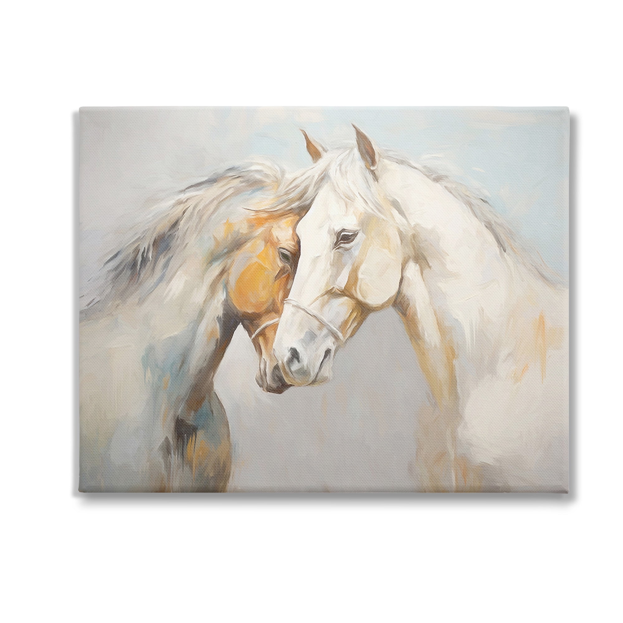 Stupell Industries Grey Horse Hugs Animals & Insects Painting Gallery Wrapped Canvas Art Print Wall Art, 20 x 16