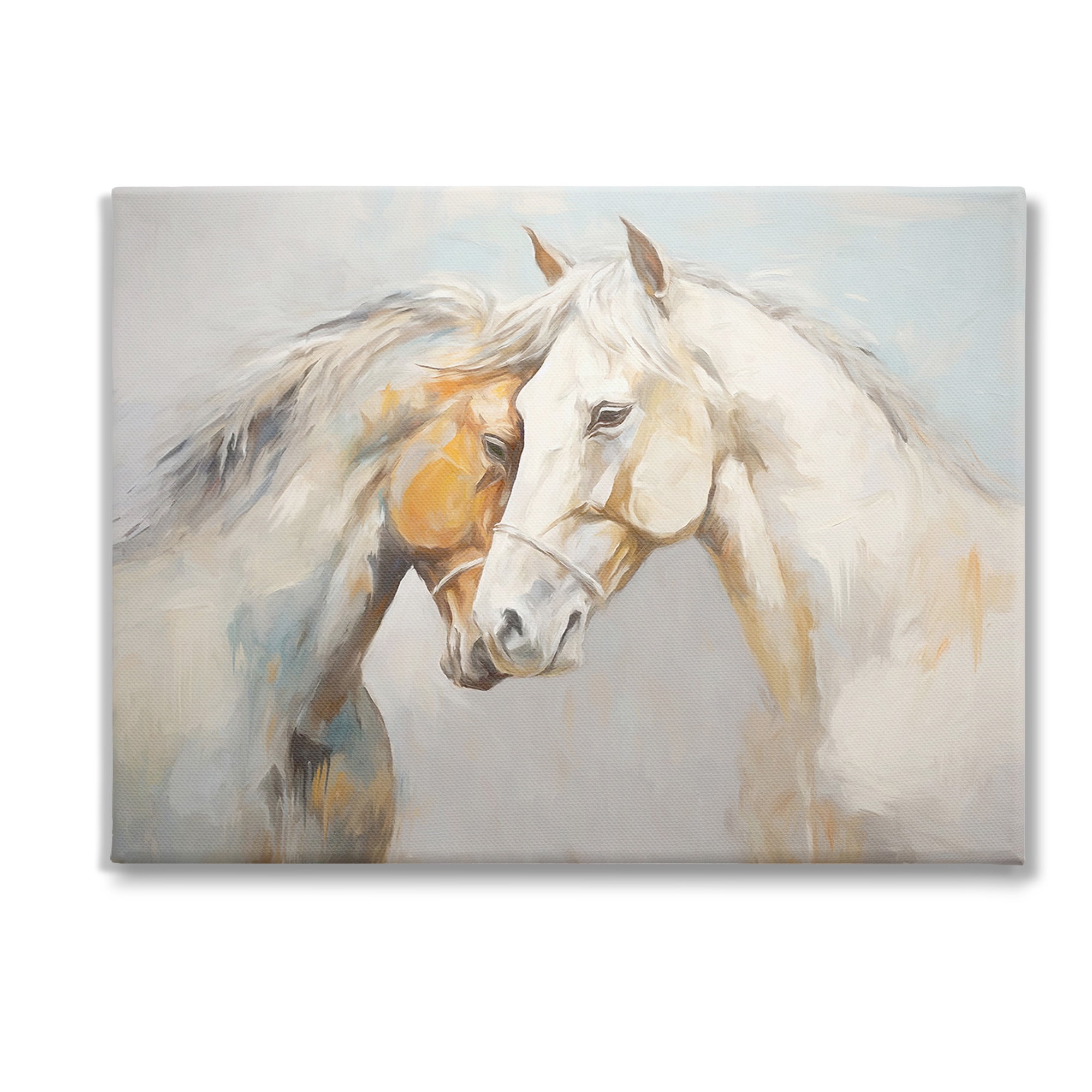 Stupell Industries Grey Horse Hugs Animals & Insects Painting Gallery Wrapped Canvas Art Print Wall Art, 40 x 30