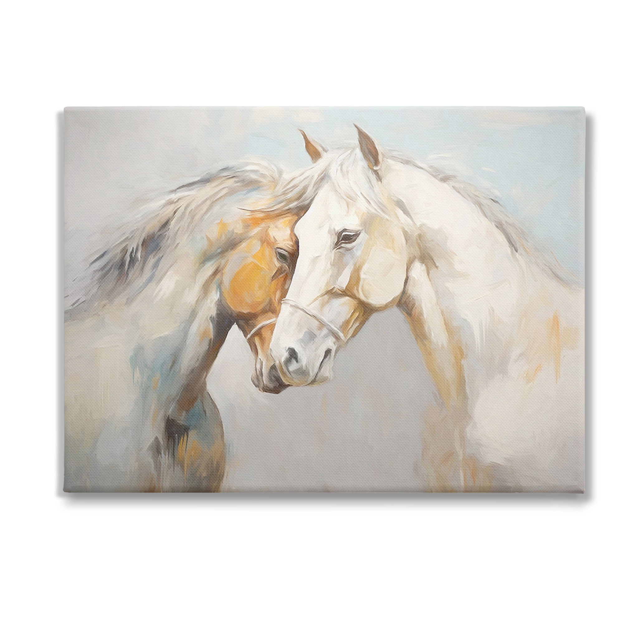 Stupell Industries Grey Horse Hugs Animals & Insects Painting Gallery Wrapped Canvas Art Print Wall Art, 48 x 36