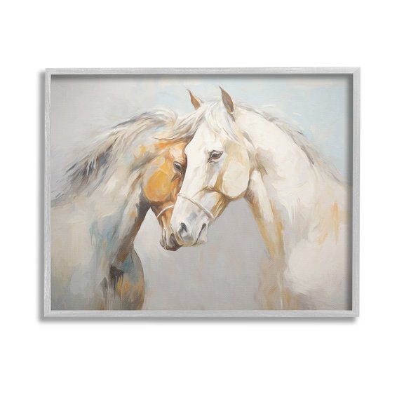 Stupell Industries Grey Horse Hugs Animals & Insects Painting Gray Framed Art Print Wall Art, 14 x 11