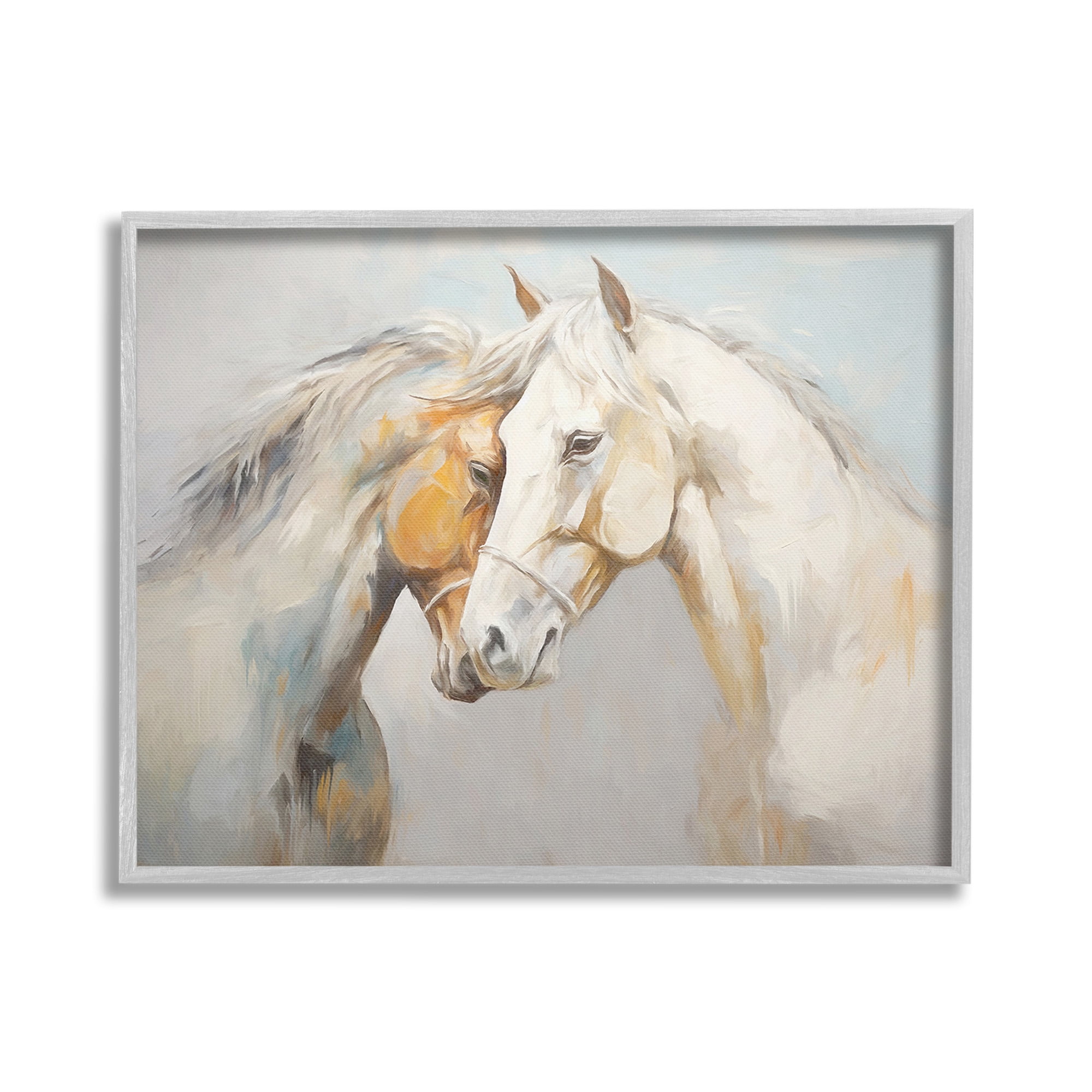 Stupell Industries Grey Horse Hugs Animals & Insects Painting Gray Framed Art Print Wall Art, 30 x 24