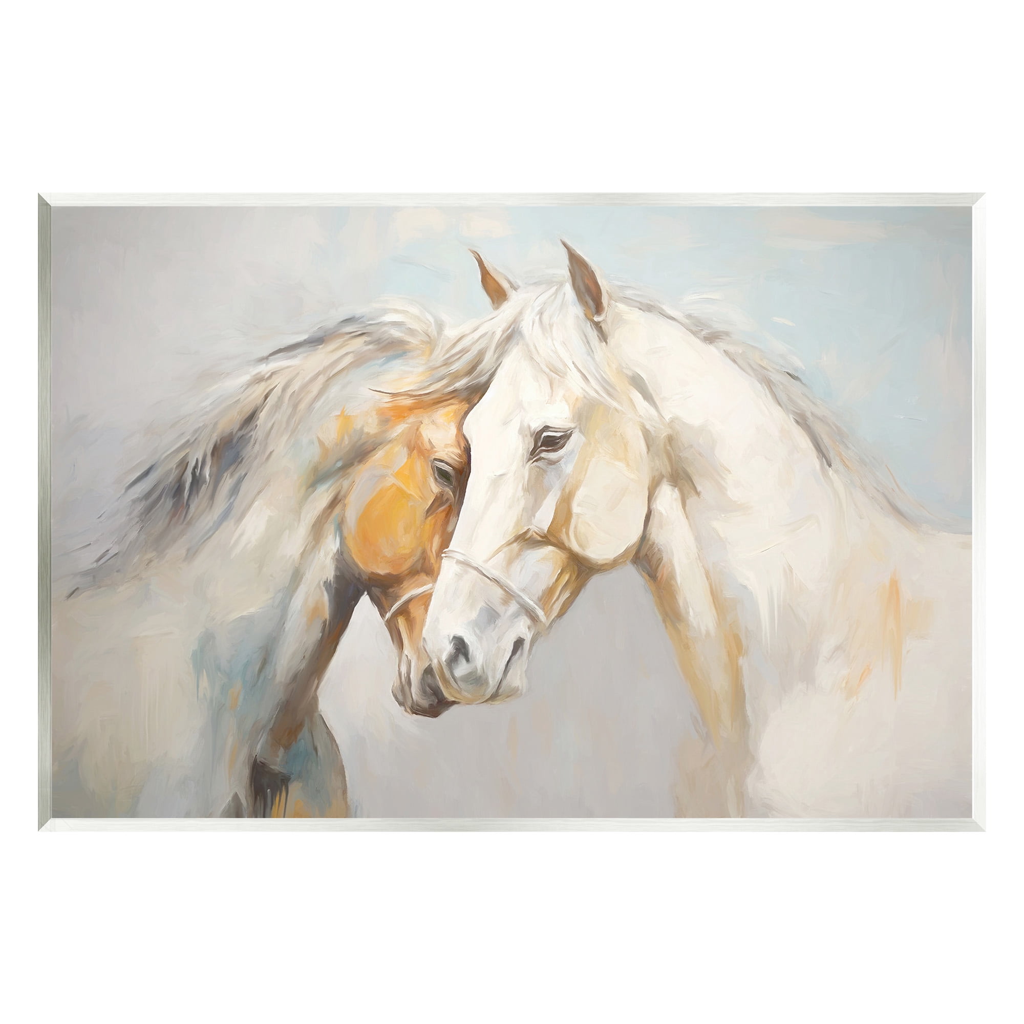 Stupell Industries Grey Horse Hugs Animals & Insects Painting Unframed Art Print Wall Art, 19 x 13