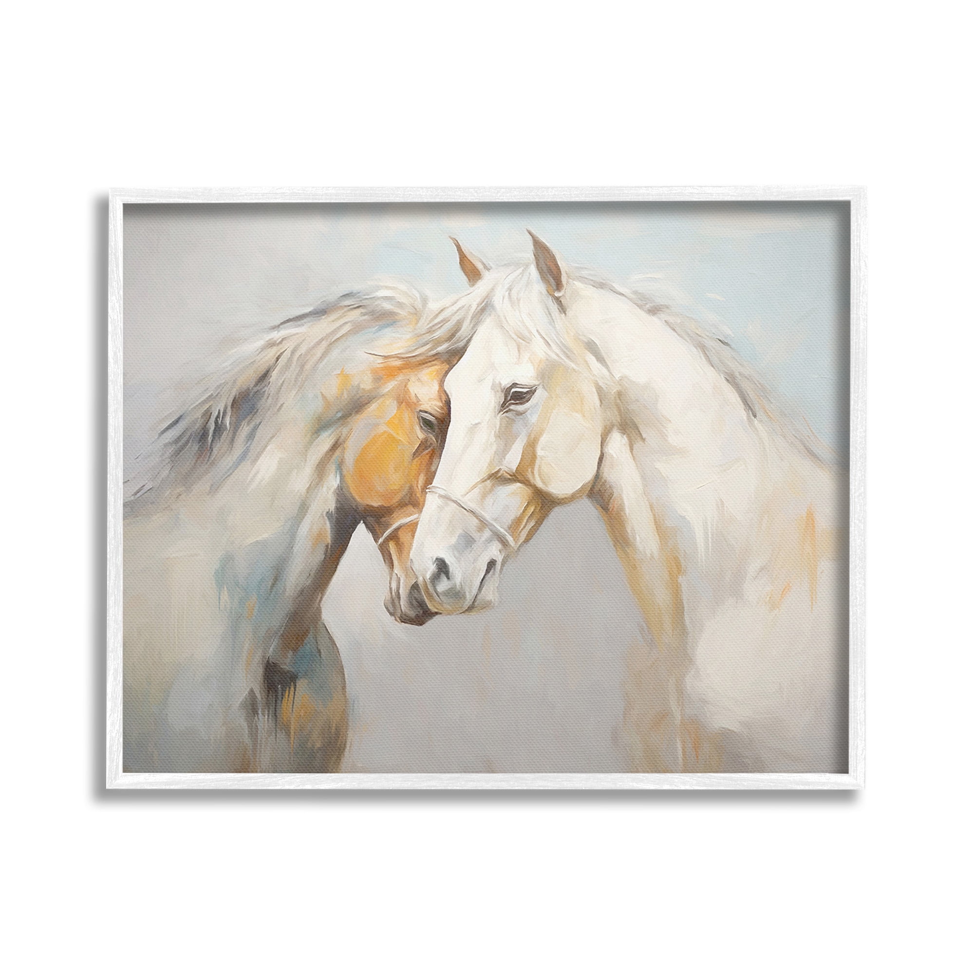 Stupell Industries Grey Horse Hugs Animals & Insects Painting White Framed Art Print Wall Art, 20 x 16
