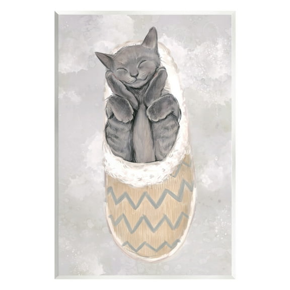 Stupell Industries Grey Kitten Sleeping Animals & Insects Painting Unframed Art Print Wall Art, 10 x 15