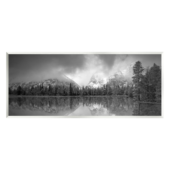 Stupell Industries Grey Lake Landscape Landscape Photography Unframed Art Print Wall Art, 17 x 7