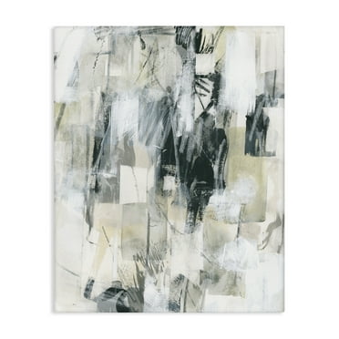 Stupell Industries Grey Layered Restless Shapes Abstract Painting Gallery Wrapped Canvas Art Print Wall Art, 16 x 20