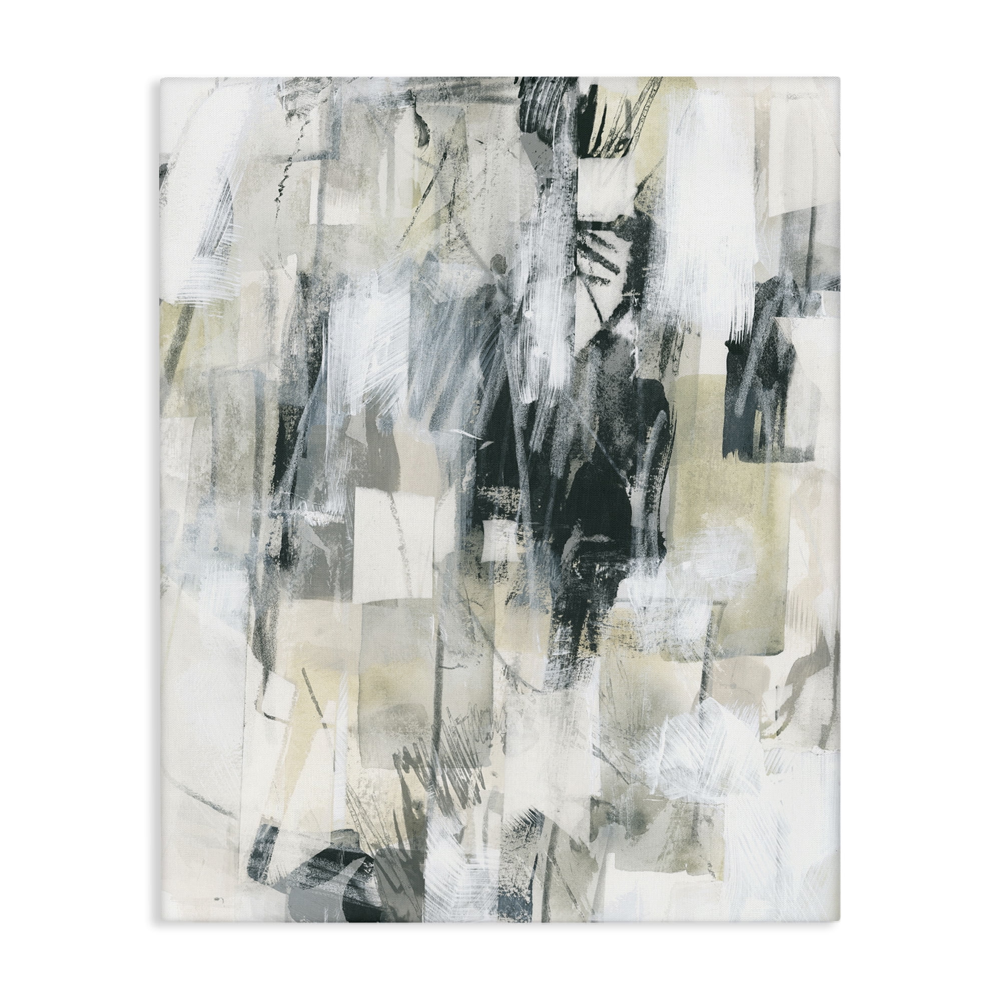 Stupell Industries Grey Layered Restless Shapes Abstract Painting Gallery Wrapped Canvas Art Print Wall Art, 36 x 48