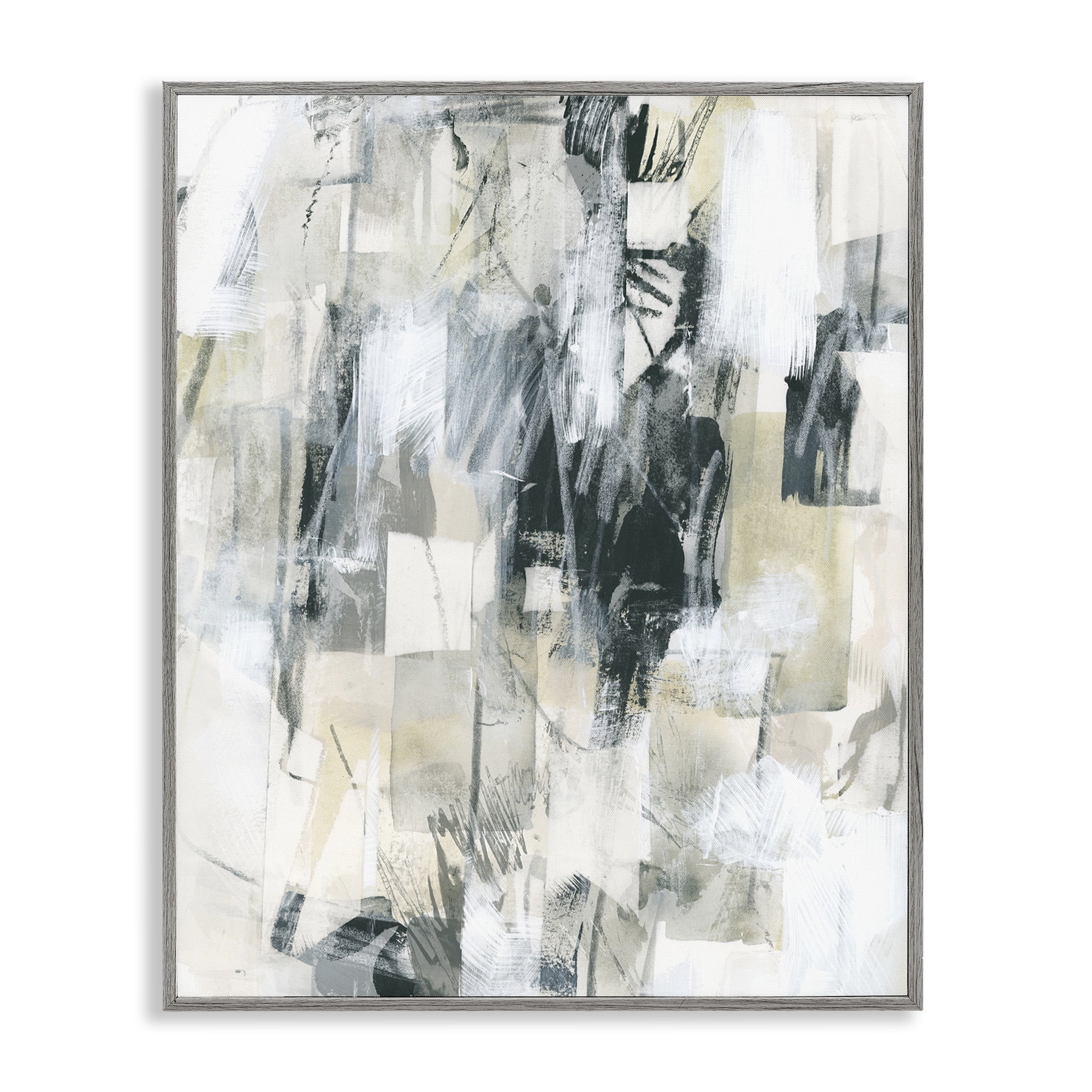 Stupell Industries Grey Layered Restless Shapes Abstract Painting Gray Framed Art Print Wall Art, 16 x 20