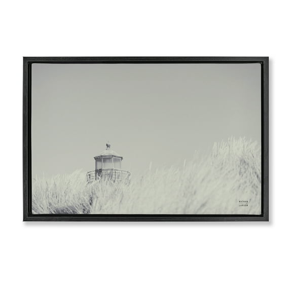 Stupell Industries Grey Lighthouse View Landscape Photography Black Floater Framed Canvas Art Print Wall Art, 25 x 17