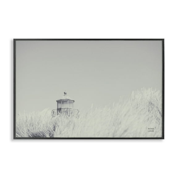 Stupell Industries Grey Lighthouse View Landscape Photography Black Framed Art Print Wall Art, 18 x 12
