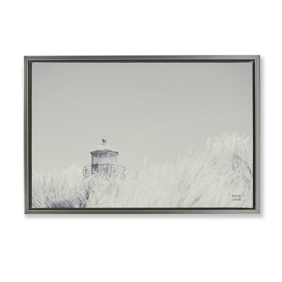 Stupell Industries Grey Lighthouse View Landscape Photography Gray Floater Framed Canvas Art Print Wall Art, 25 x 17