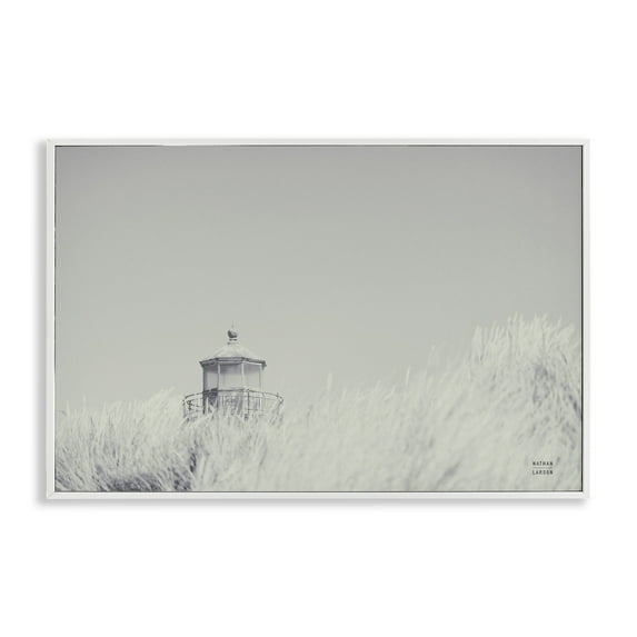 Stupell Industries Grey Lighthouse View Landscape Photography White Framed Art Print Wall Art, 18 x 12