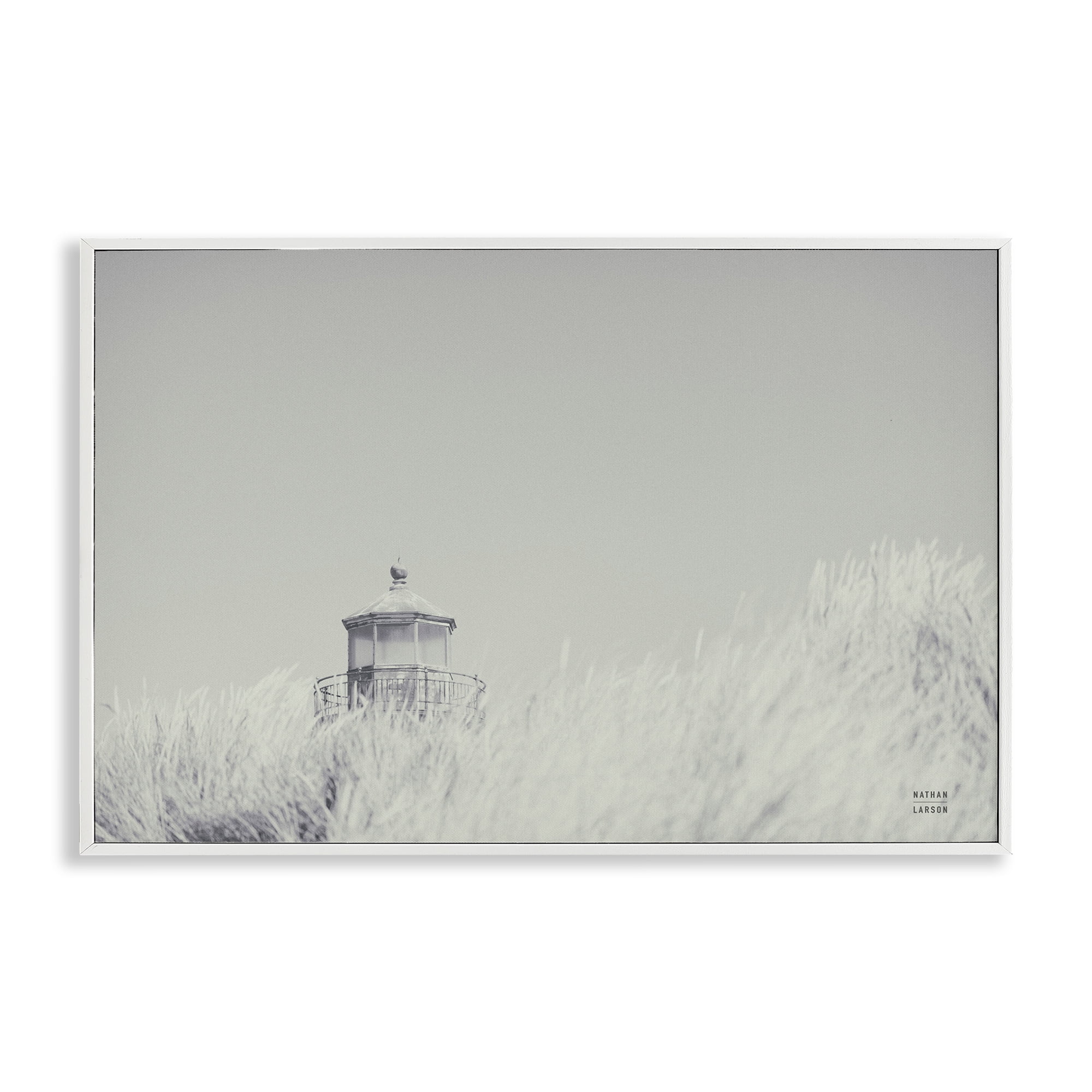 Stupell Industries Grey Lighthouse View Landscape Photography White Framed Art Print Wall Art, 24 x 16