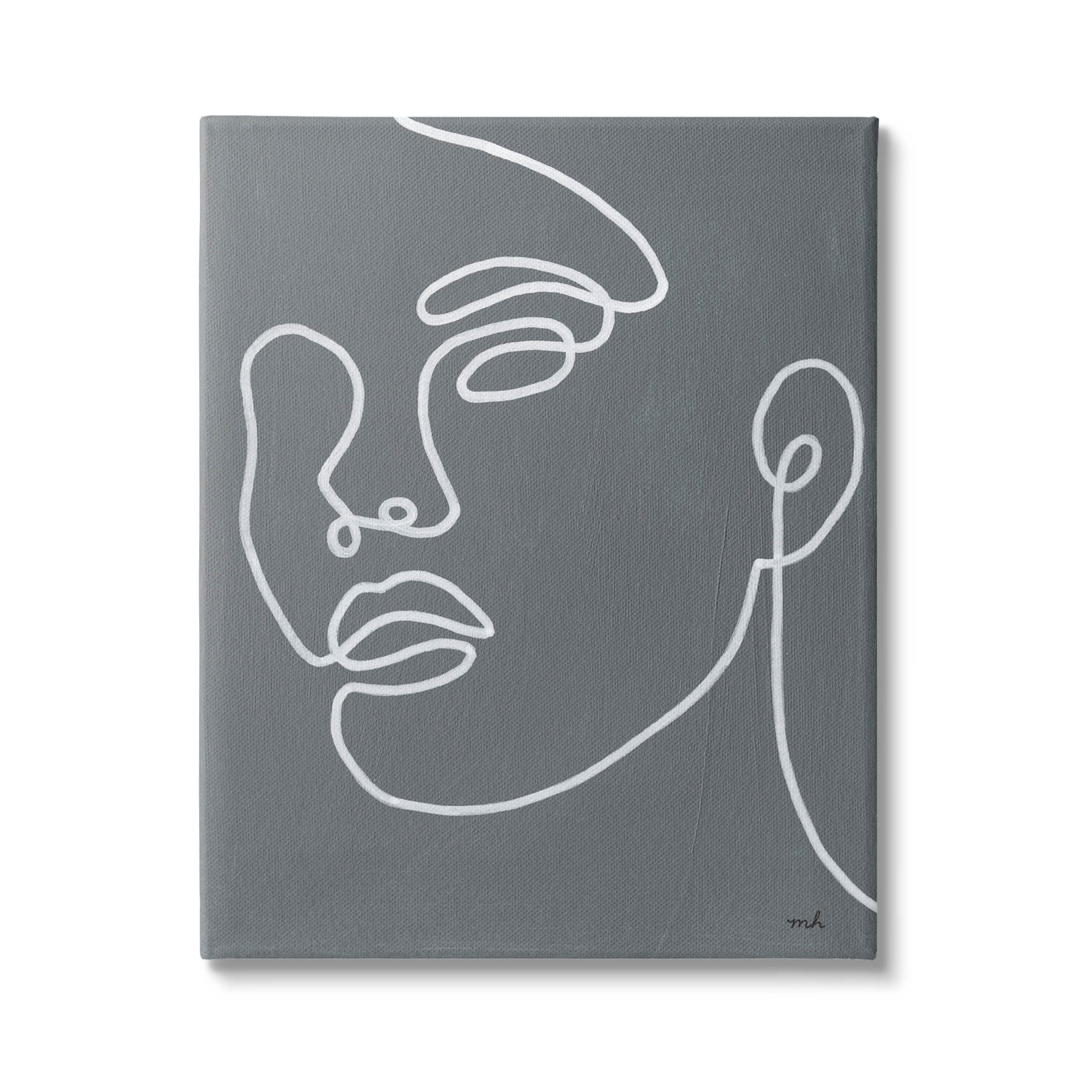 Stupell Industries Grey Minimal Doodle Face Girl Graphic Art Gallery Wrapped Canvas Print Wall Art, Design by Moira Hershey