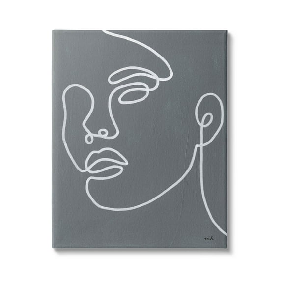 Stupell Industries Grey Minimal Doodle Face Girl Graphic Art Gallery Wrapped Canvas Print Wall Art, Design by Moira Hershey
