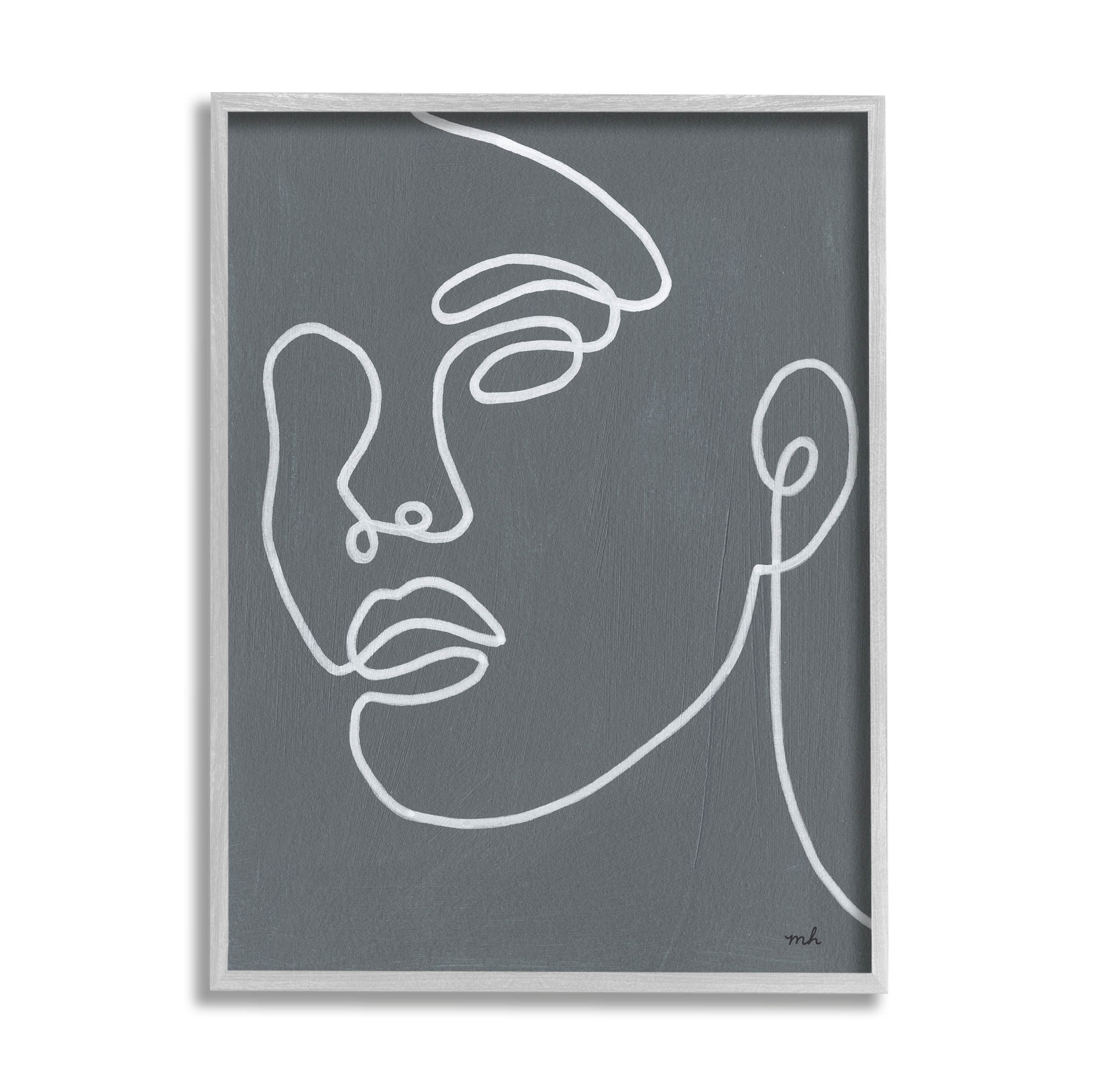 Stupell Industries Grey Minimal Doodle Face Girl Graphic Art Gray Framed Art Print Wall Art, Design by Moira Hershey