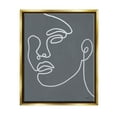 thumbnail image 1 of Stupell Industries Grey Minimal Doodle Face Girl Graphic Art Metallic Gold Floating Framed Canvas Print Wall Art, Design by Moira Hershey, 1 of 6