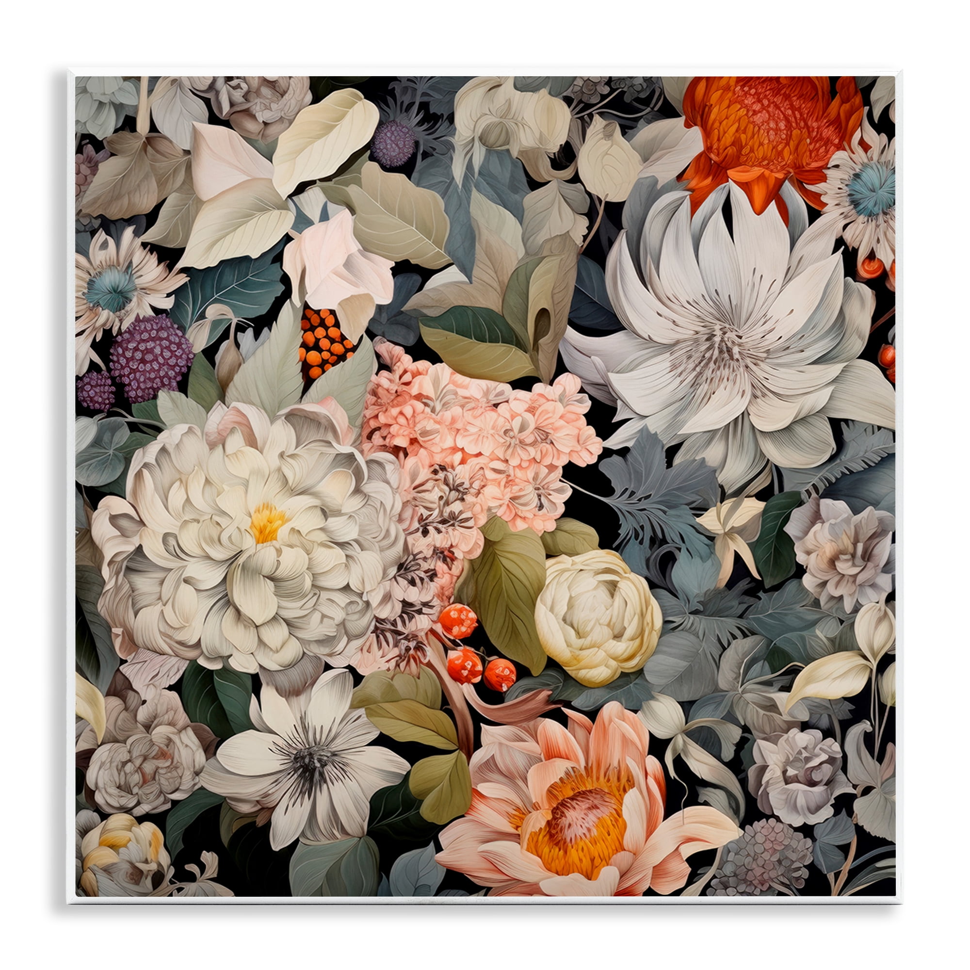 Stupell Industries Grey Mixed Botanicals Botanical & Floral Painting Unframed Art Print Wall Art, 12 x 12