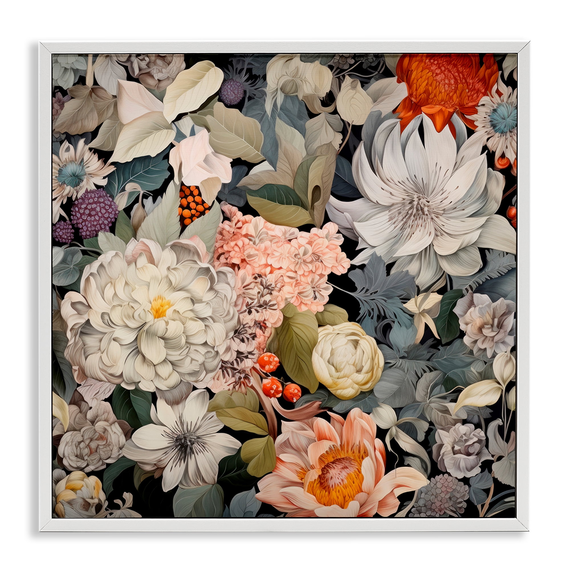 Stupell Industries Grey Mixed Botanicals Botanical & Floral Painting ...