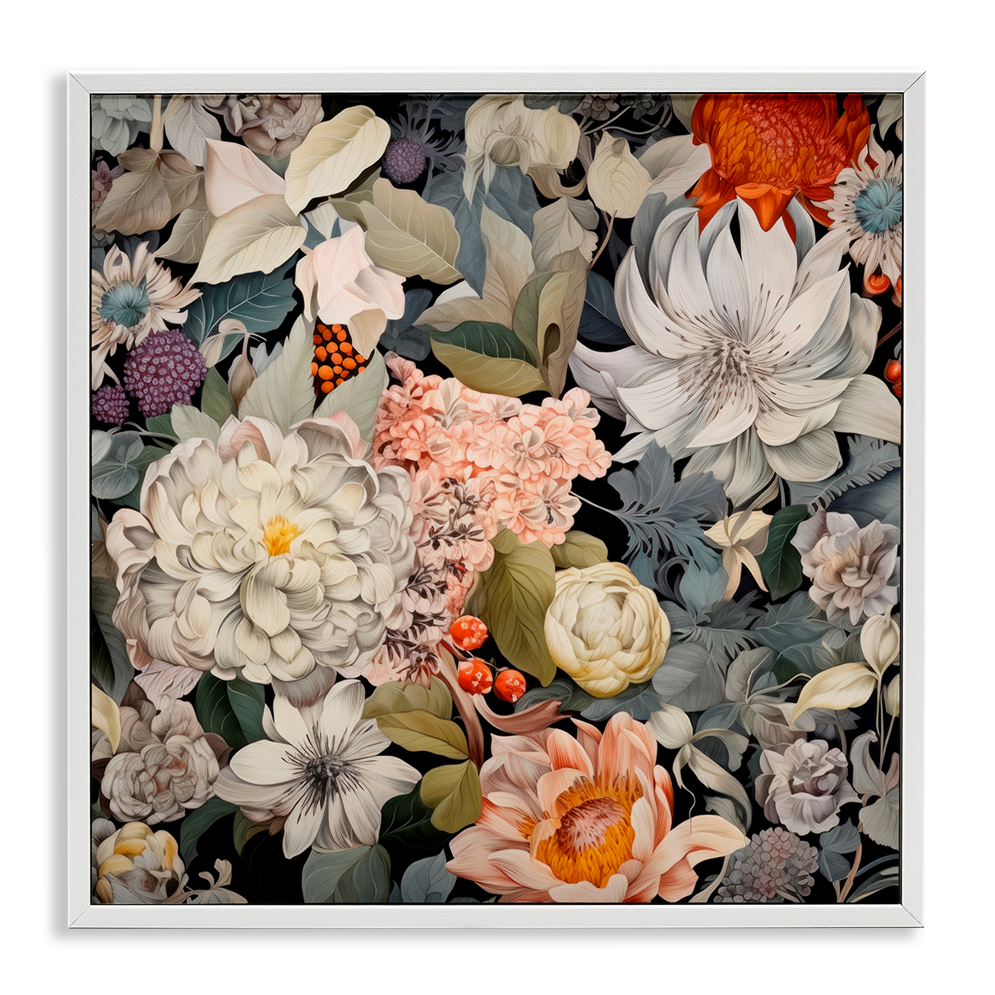 Stupell Industries Grey Mixed Botanicals Botanical & Floral Painting White Framed Art Print Wall Art, 24 x 24