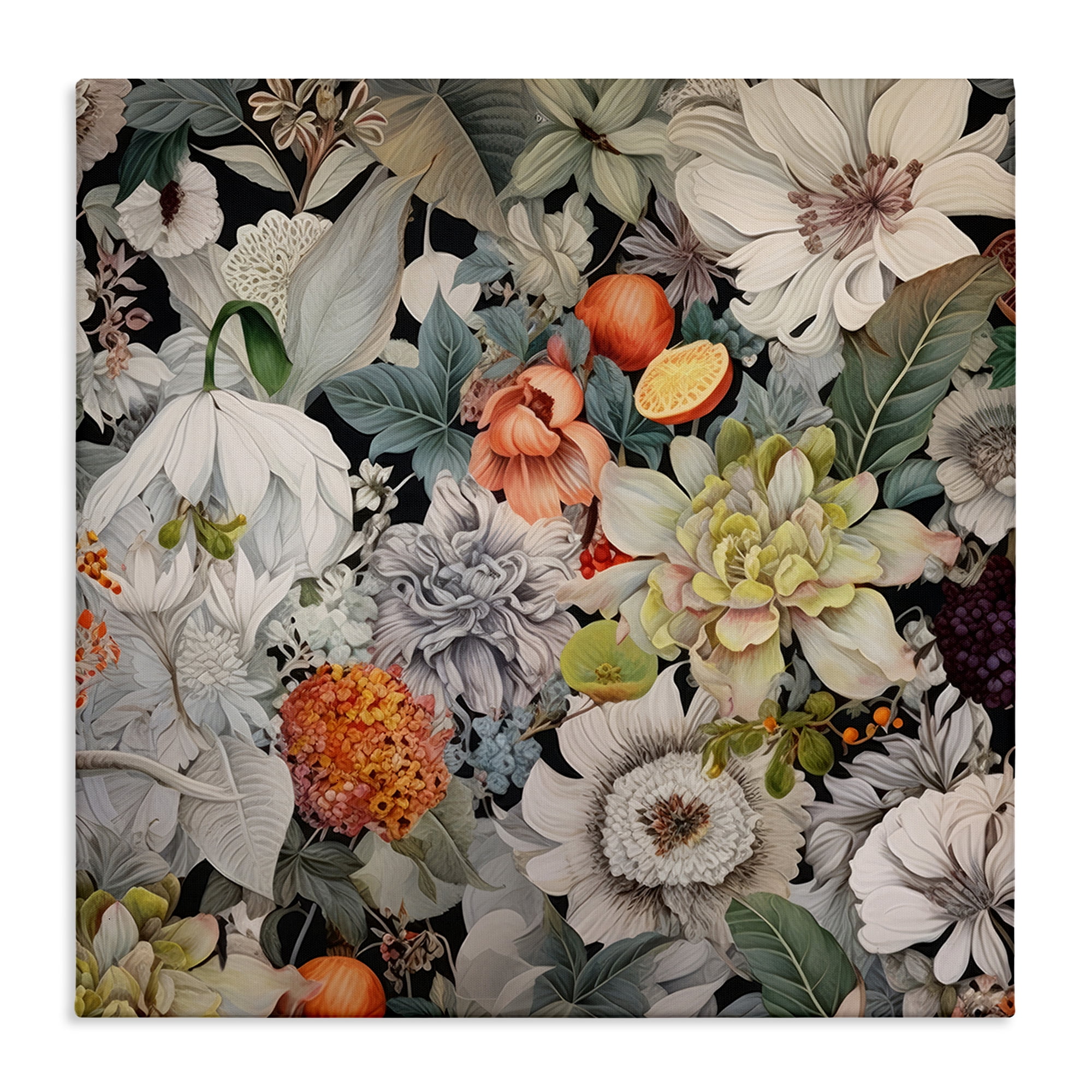 Stupell Industries Grey Mixed Florals Botanical & Floral Painting Gallery Wrapped Canvas Art Print Wall Art, 17 x 17