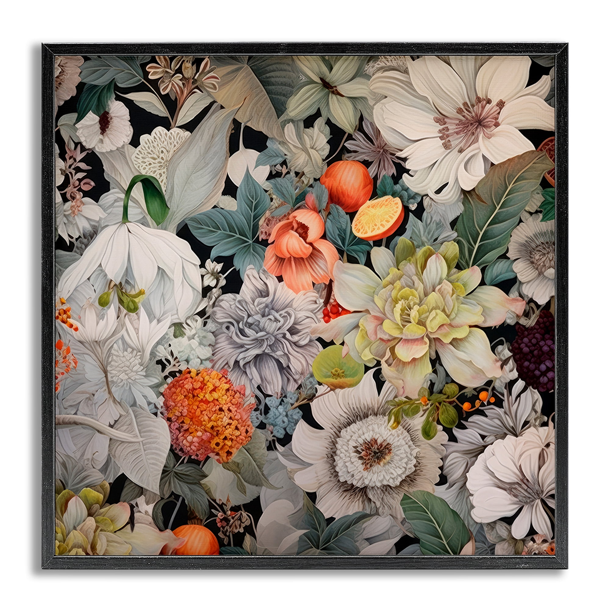 Stupell Industries Grey Mixed Florals Botanical & Floral Painting Gray Framed Art Print Wall Art, 17 x 17