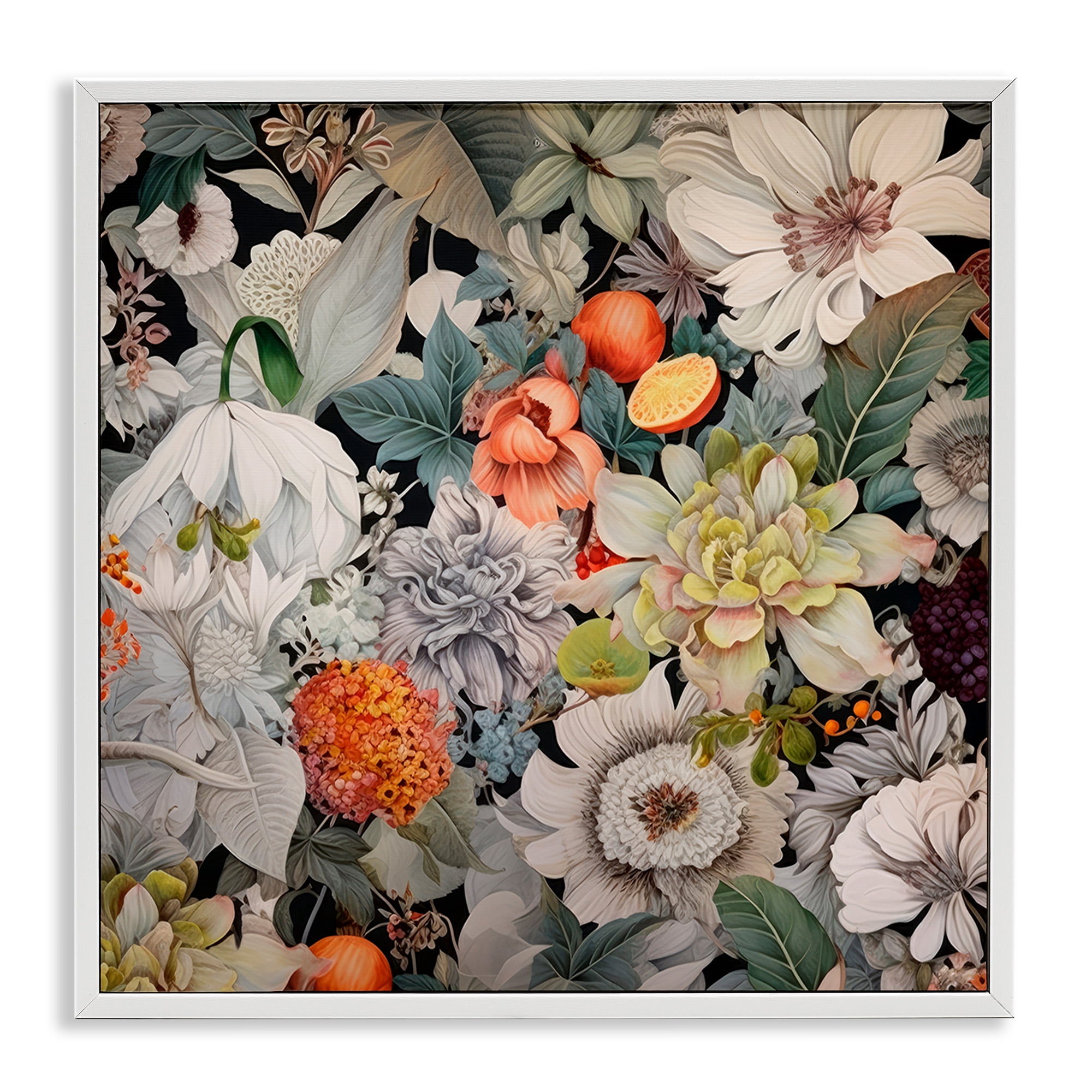 Stupell Industries Grey Mixed Florals Botanical & Floral Painting White Framed Art Print Wall Art, 24 x 24