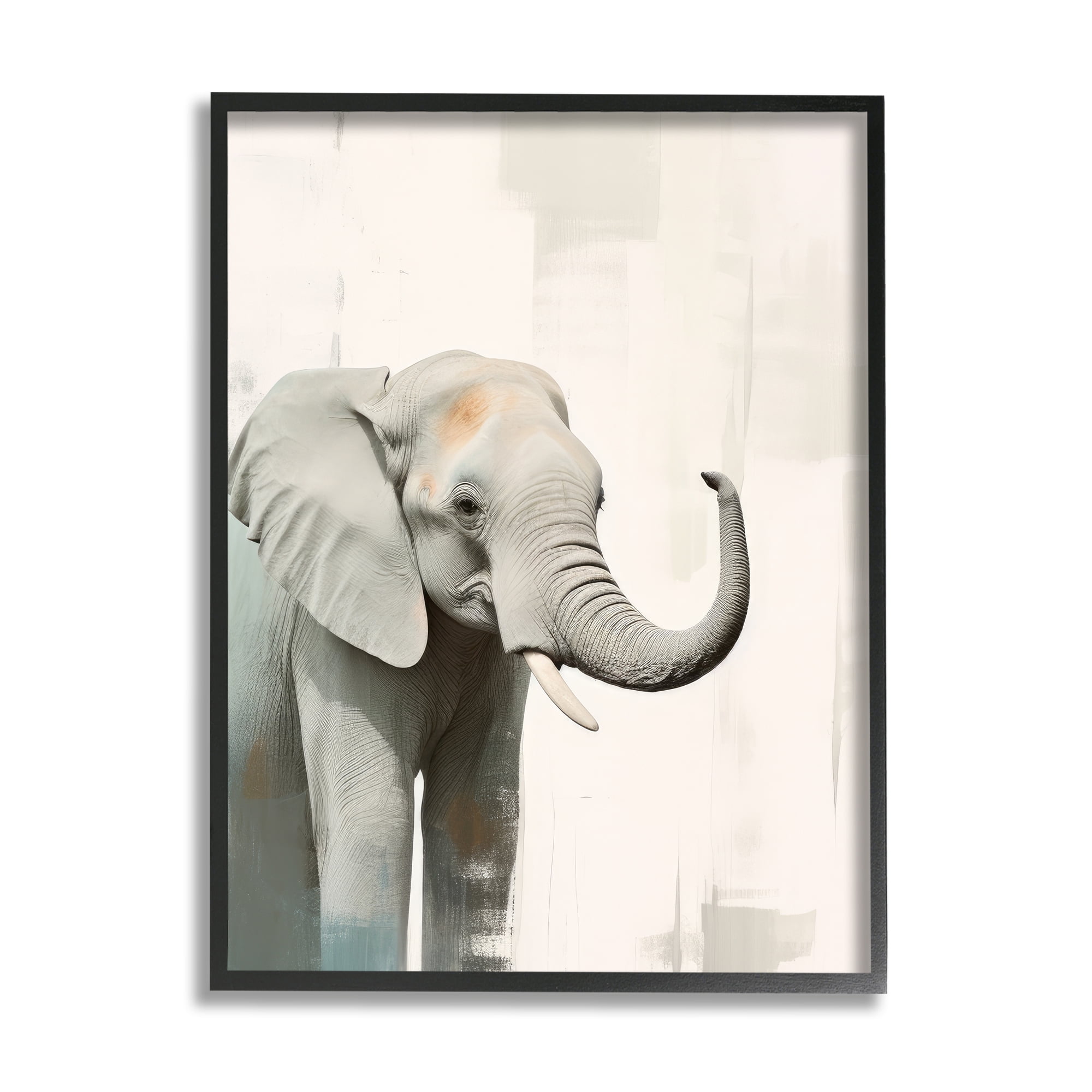 Stupell Industries Grey Modern Elephant Animals & Insects Painting Black Framed Art Print Wall Art, 24 x 30