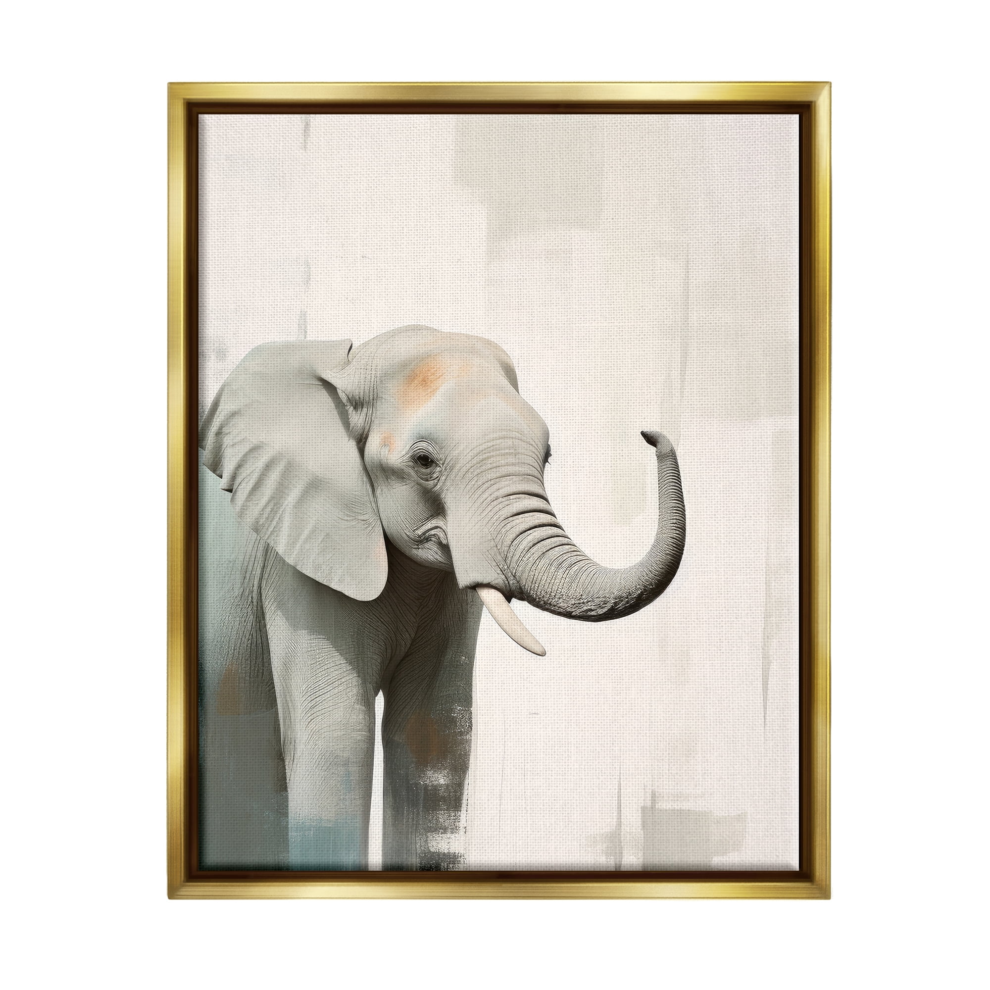 Stupell Industries Grey Modern Elephant Animals & Insects Painting Gold Floater Framed Canvas Art Print Wall Art, 25 x 31