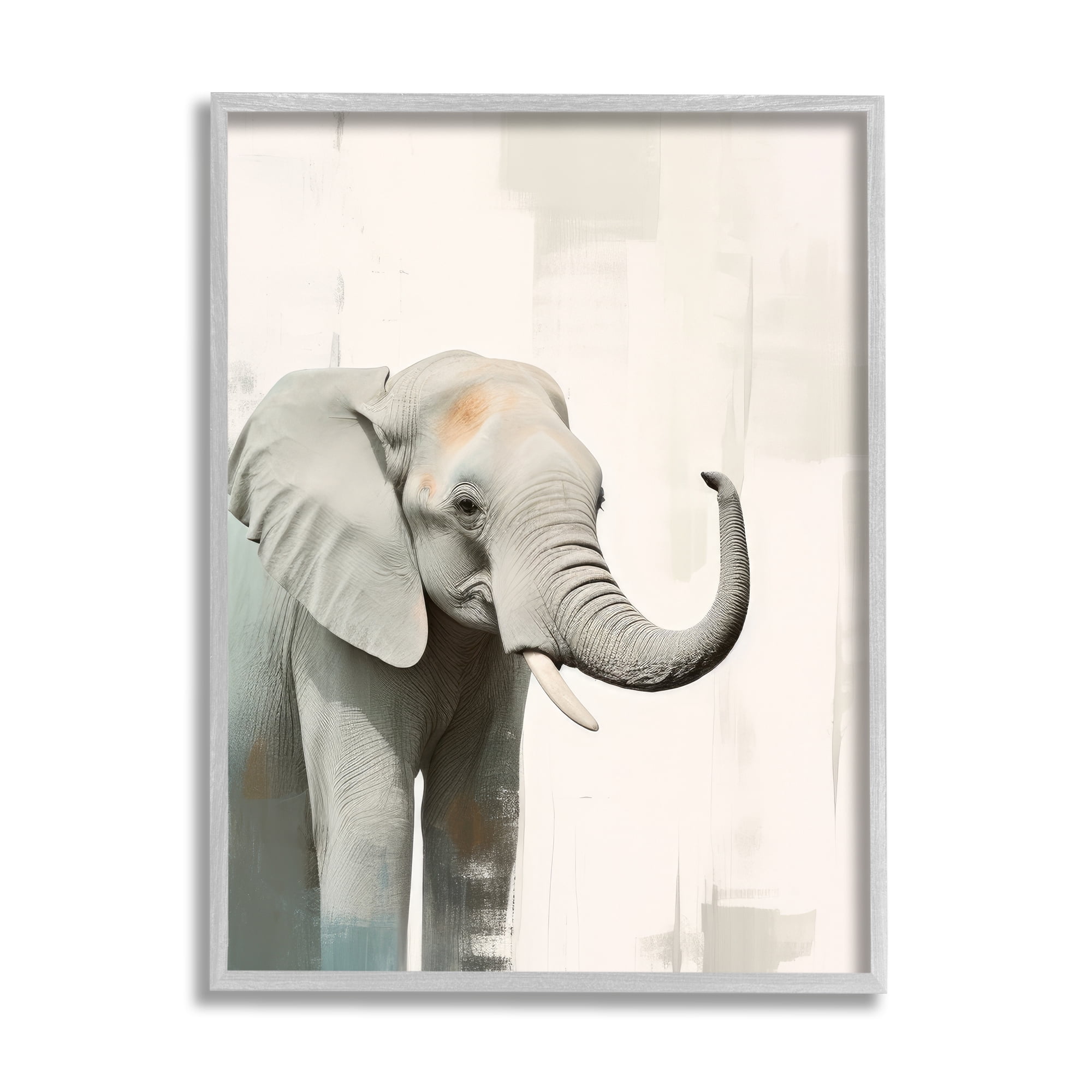 Stupell Industries Grey Modern Elephant Animals & Insects Painting Gray Framed Art Print Wall Art, 24 x 30