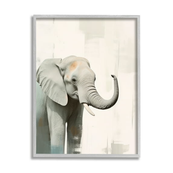 Stupell Industries Grey Modern Elephant Animals & Insects Painting Gray Framed Art Print Wall Art, 24 x 30