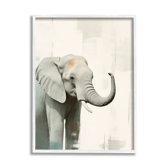 Stupell Industries Grey Modern Elephant Animals & Insects Painting White Framed Art Print Wall Art, 11 x 14