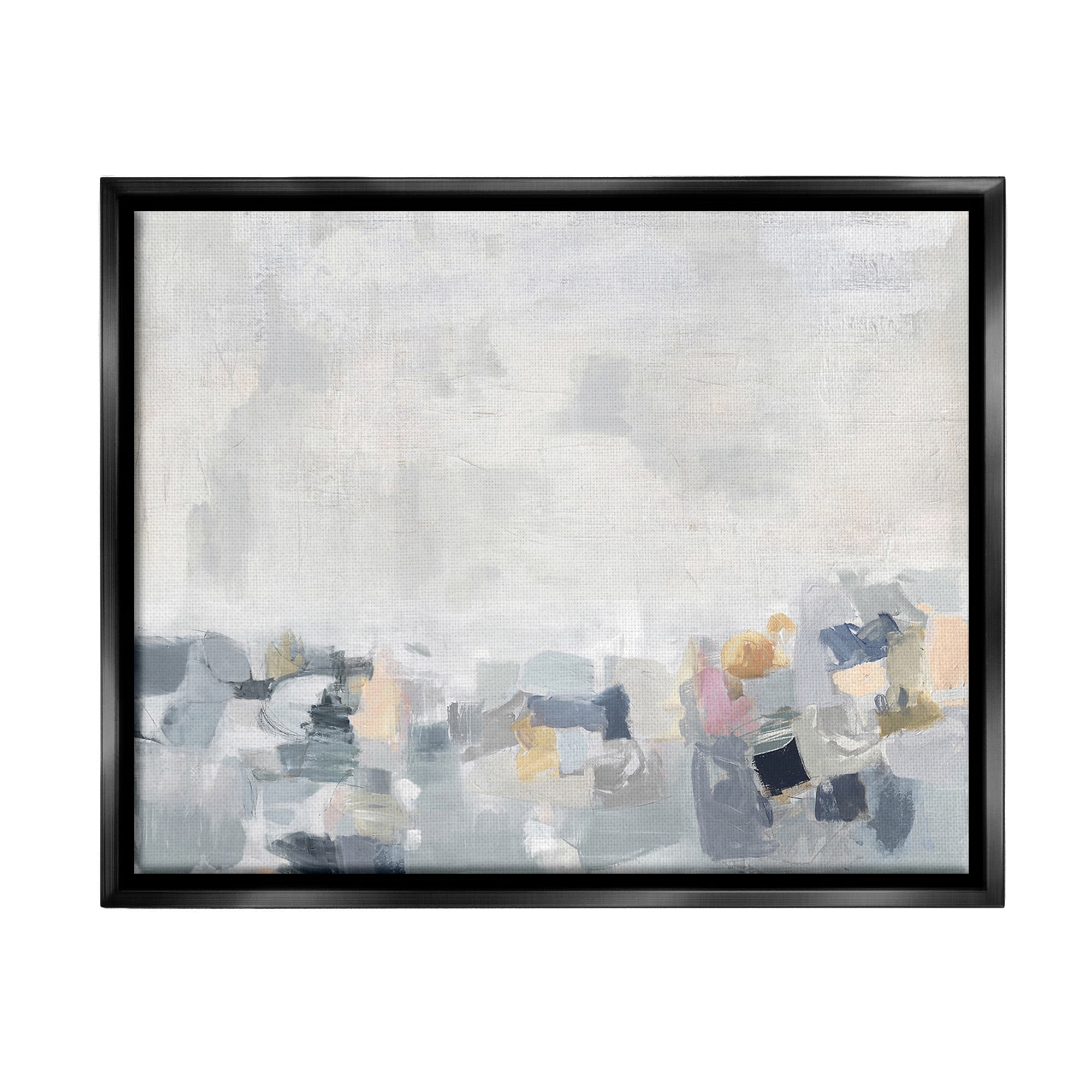 Stupell Industries Grey Modern Landscape Abstract Painting Black Floater Framed Canvas Art Print Wall Art, 21 x 17