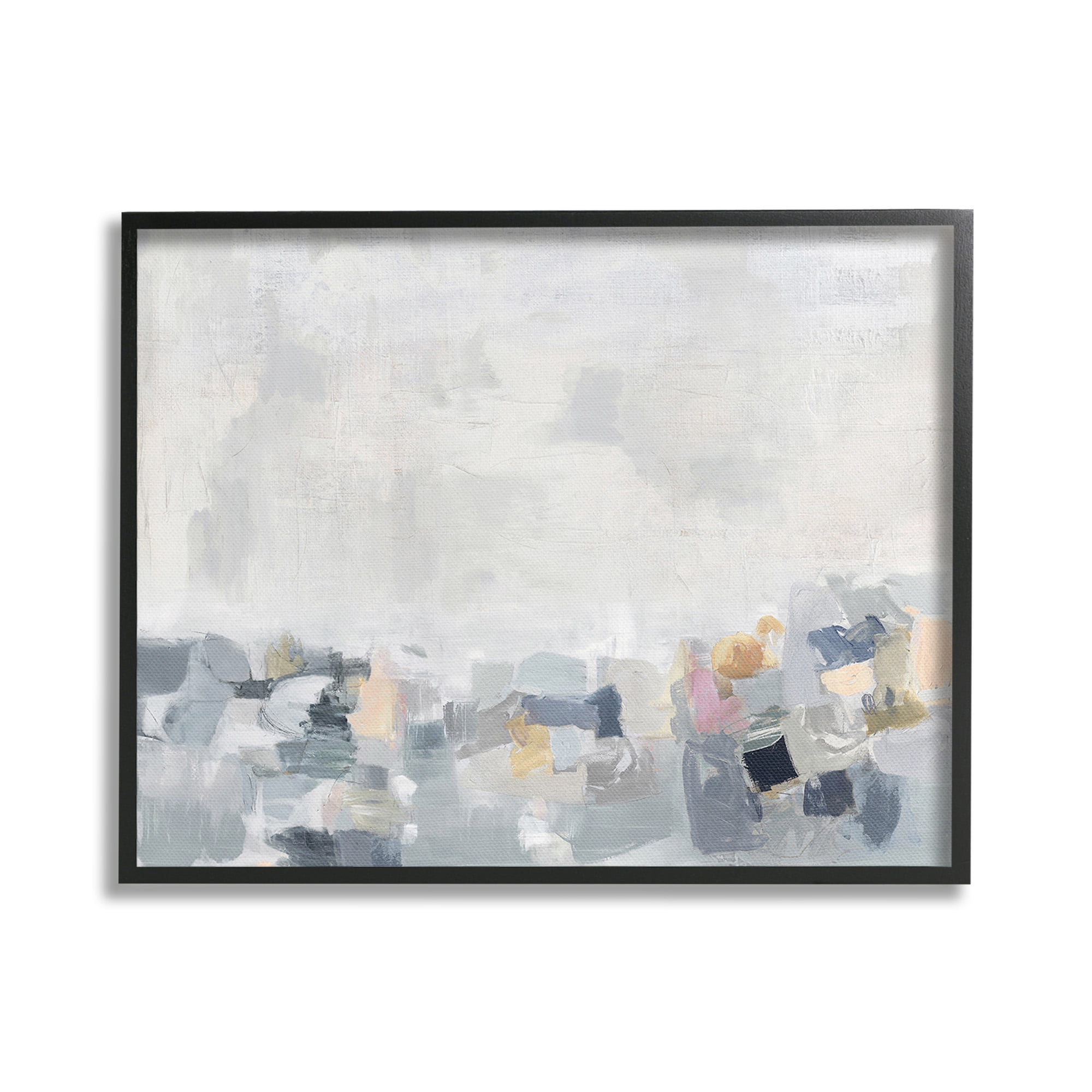 Stupell Industries Grey Modern Landscape Abstract Painting Black Framed Art Print Wall Art, 20 x 16