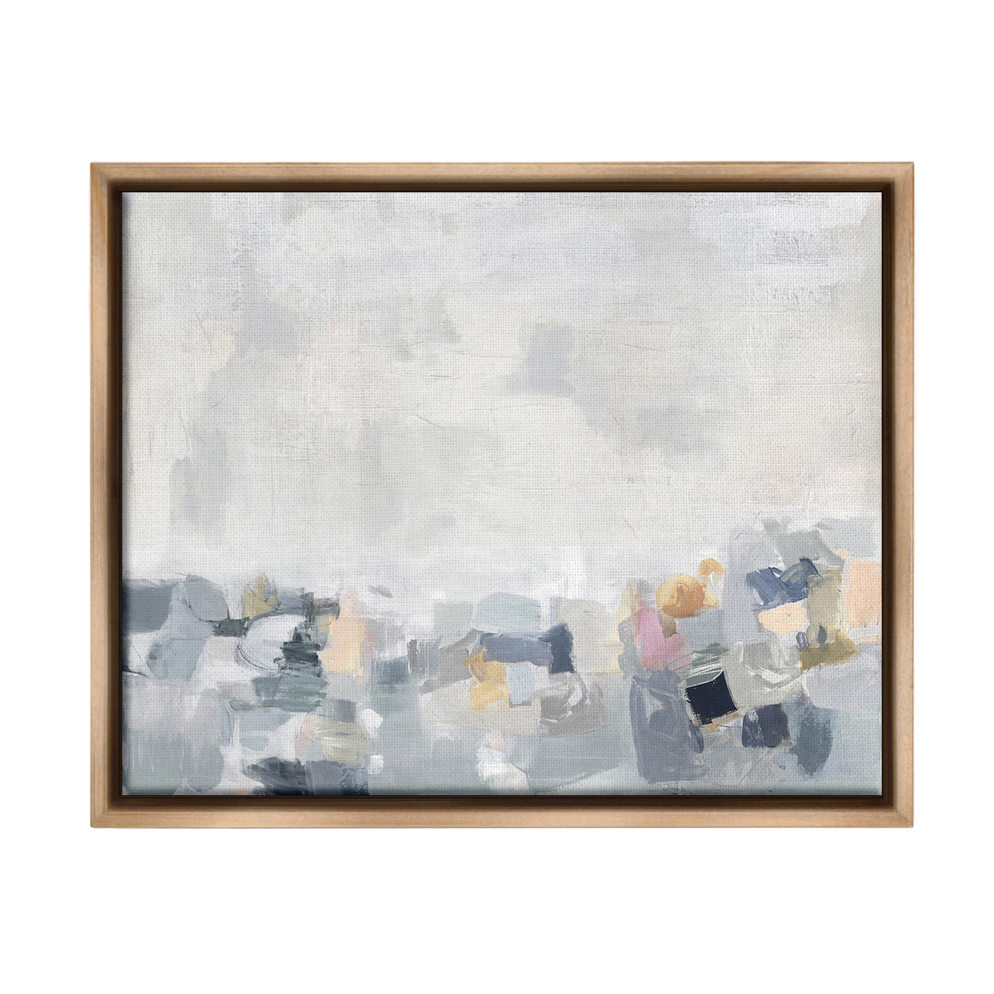 Stupell Industries Grey Modern Landscape Abstract Painting Brown Floater Framed Canvas Art Print Wall Art, 21 x 17