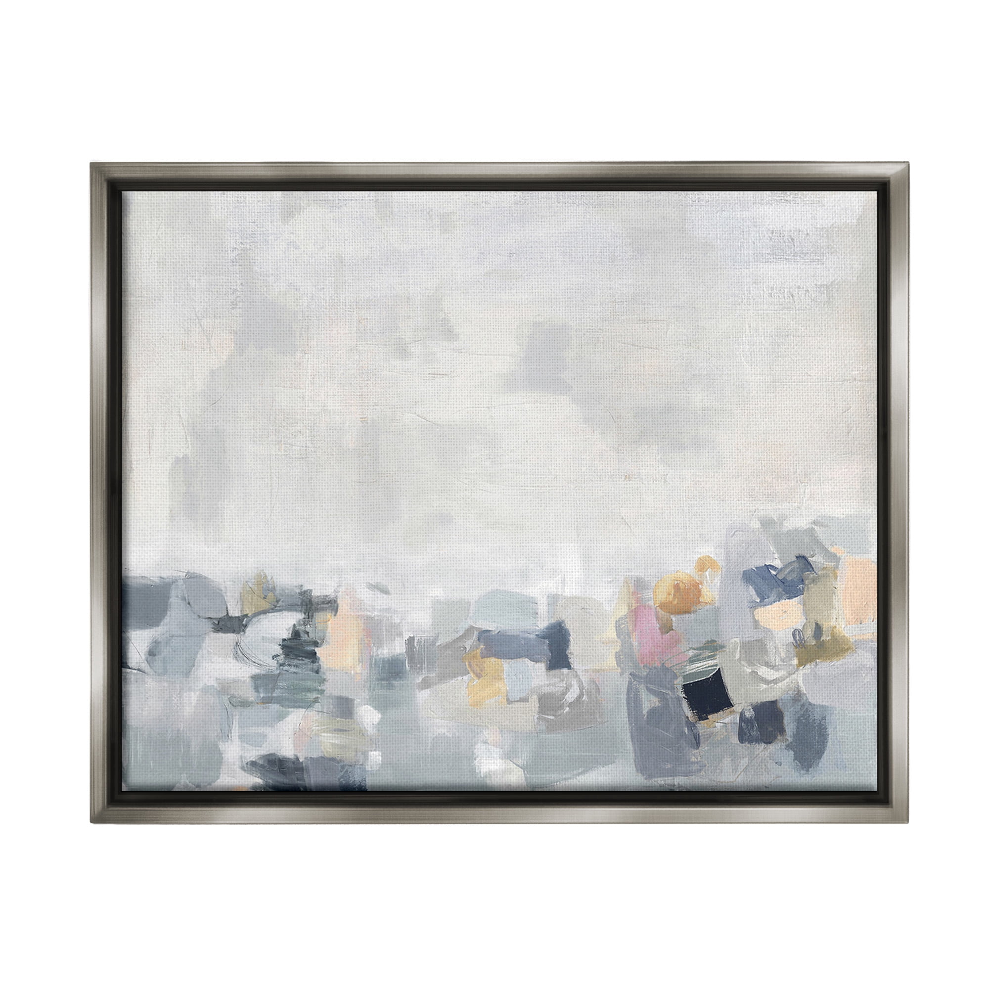 Stupell Industries Grey Modern Landscape Abstract Painting Gray Floater Framed Canvas Art Print Wall Art, 21 x 17