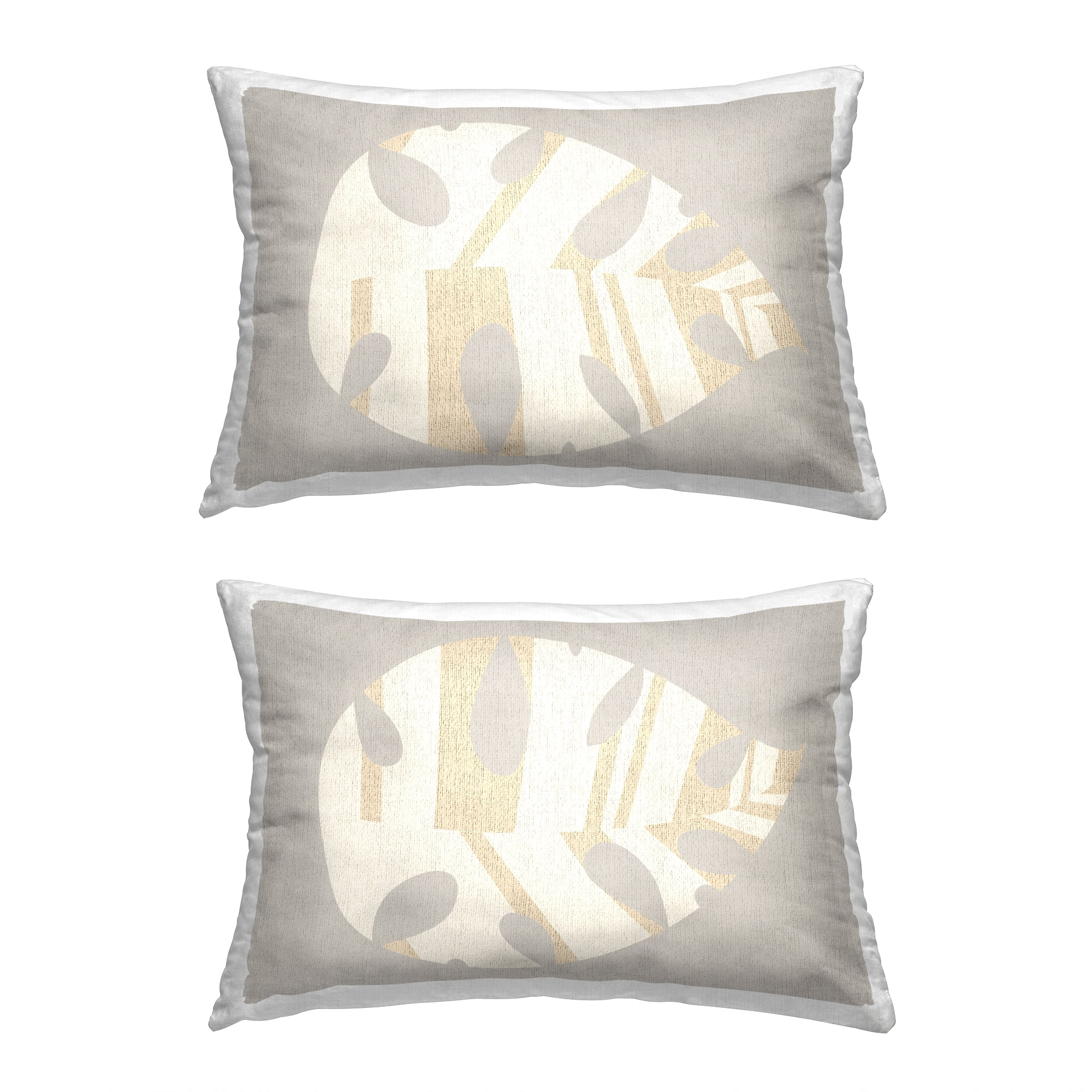 Stupell Industries Grey Modern Leaves Decorative Printed Throw Pillow, 14 x 20