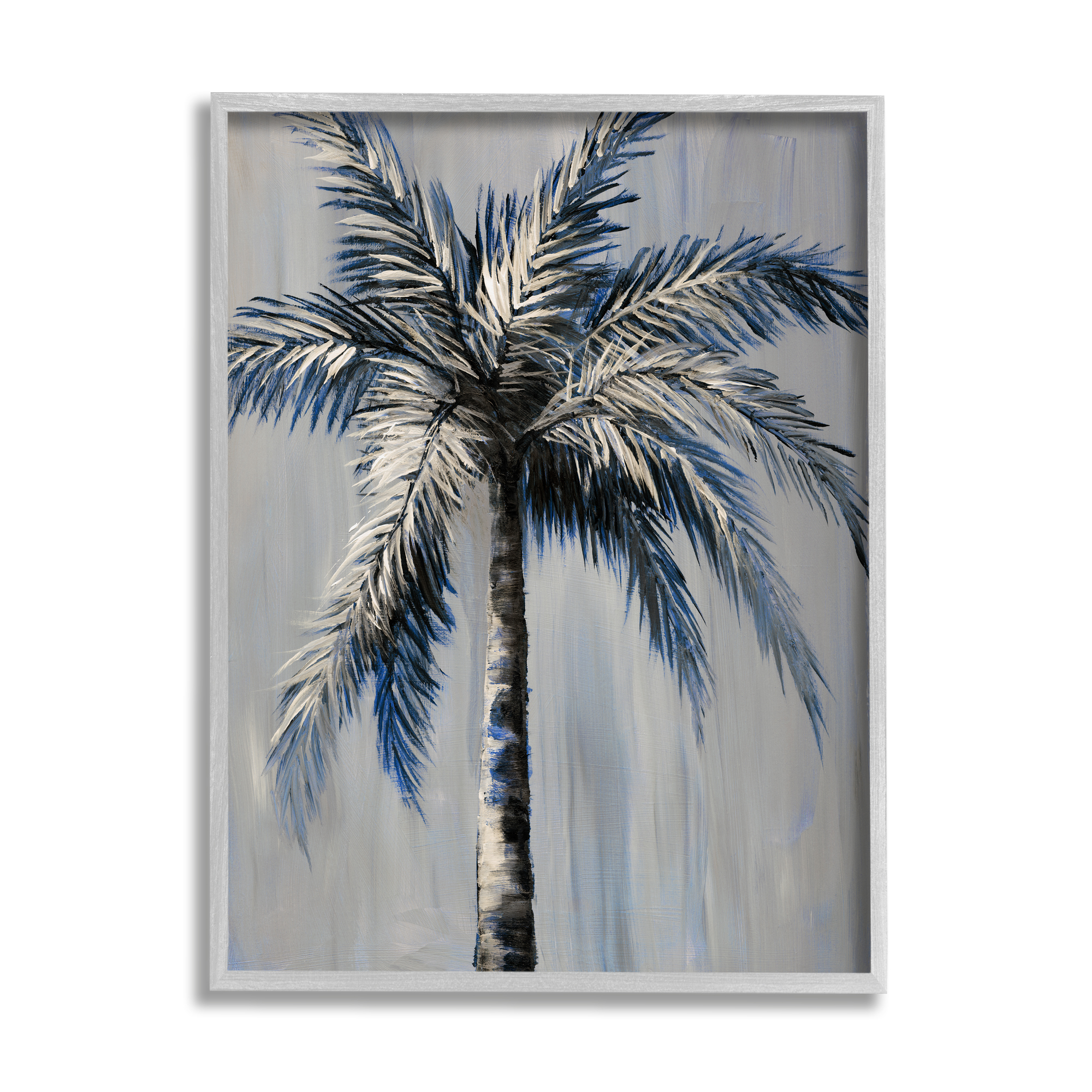 Stupell Industries Grey Modern Palm Tree Nature Painting Gray Framed Art Print Wall Art, 11 x 14