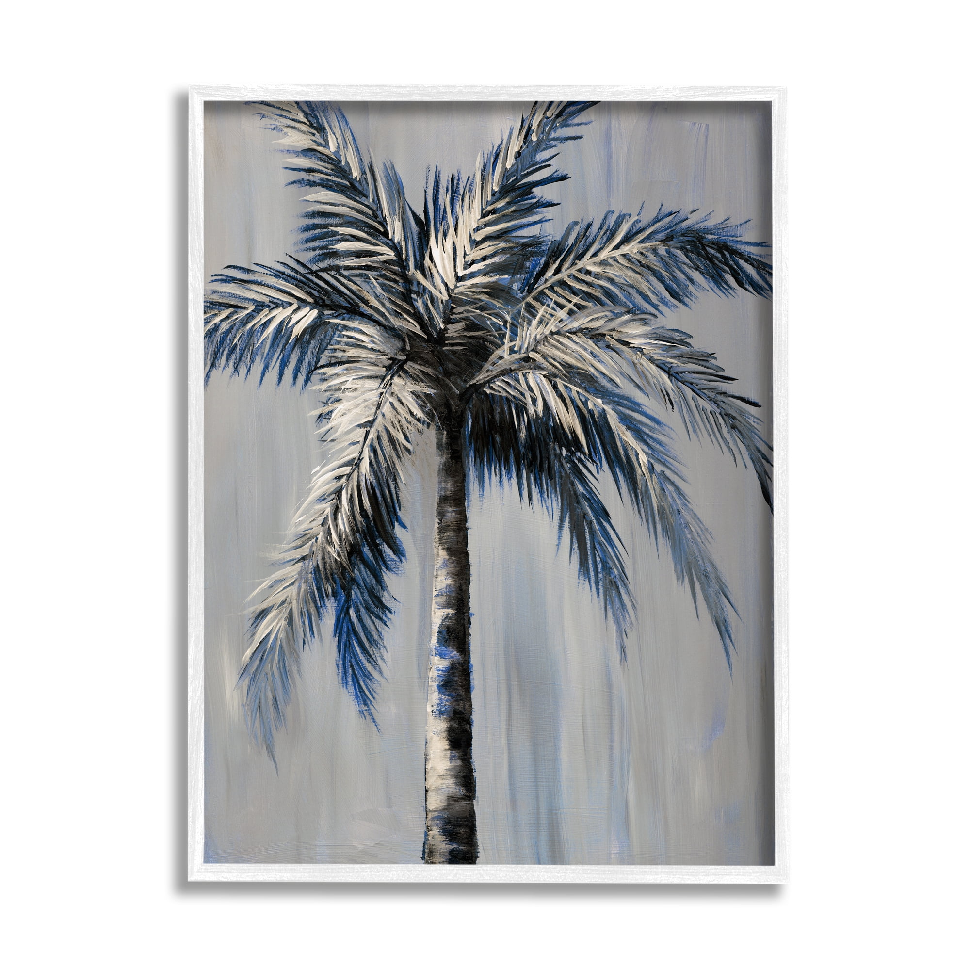Stupell Industries Grey Modern Palm Tree Nature Painting White Framed Art Print Wall Art, 24 x 30