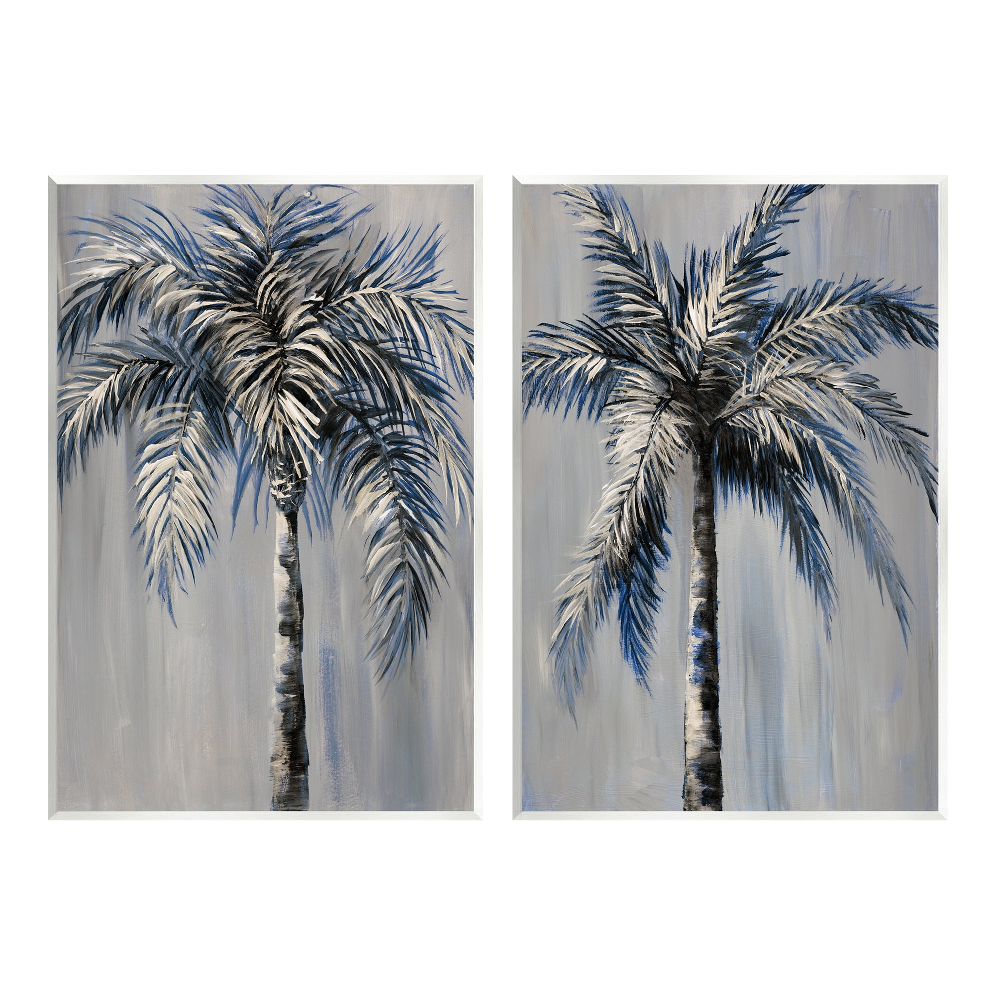 Gray and Blue Palm Trees Botanical Wall Art Set, 13 x 19