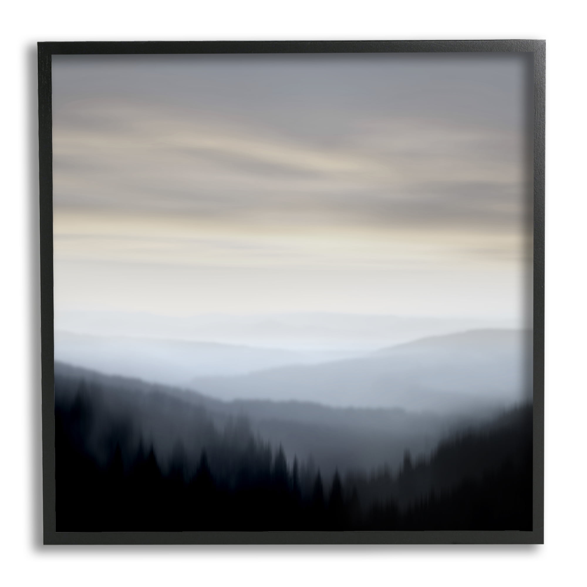 Stupell Industries Grey Mountain Range Landscape Painting Black Framed Art Print Wall Art, 24 x 24