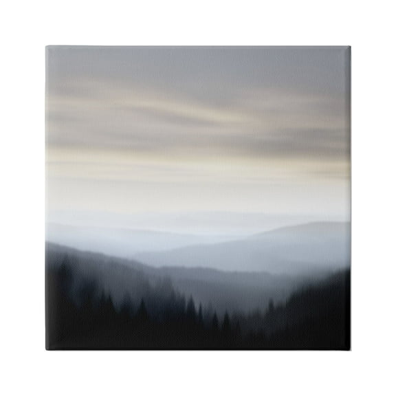 Stupell Industries Grey Mountain Range Landscape Painting Gallery Wrapped Canvas Art Print Wall Art, 17 x 17