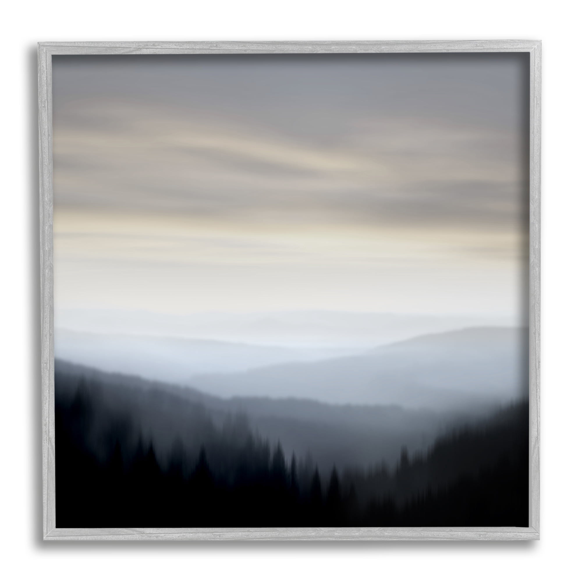Stupell Industries Grey Mountain Range Landscape Painting Gray Framed Art Print Wall Art, 12 x 12