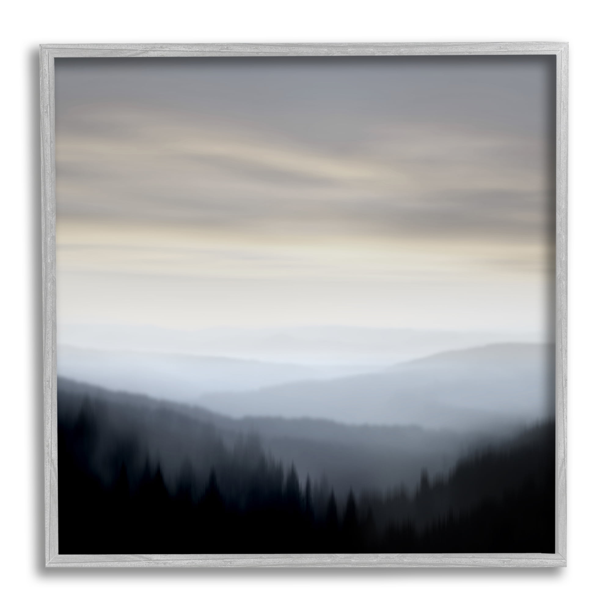 Stupell Industries Grey Mountain Range Landscape Painting Gray Framed Art Print Wall Art, 17 x 17