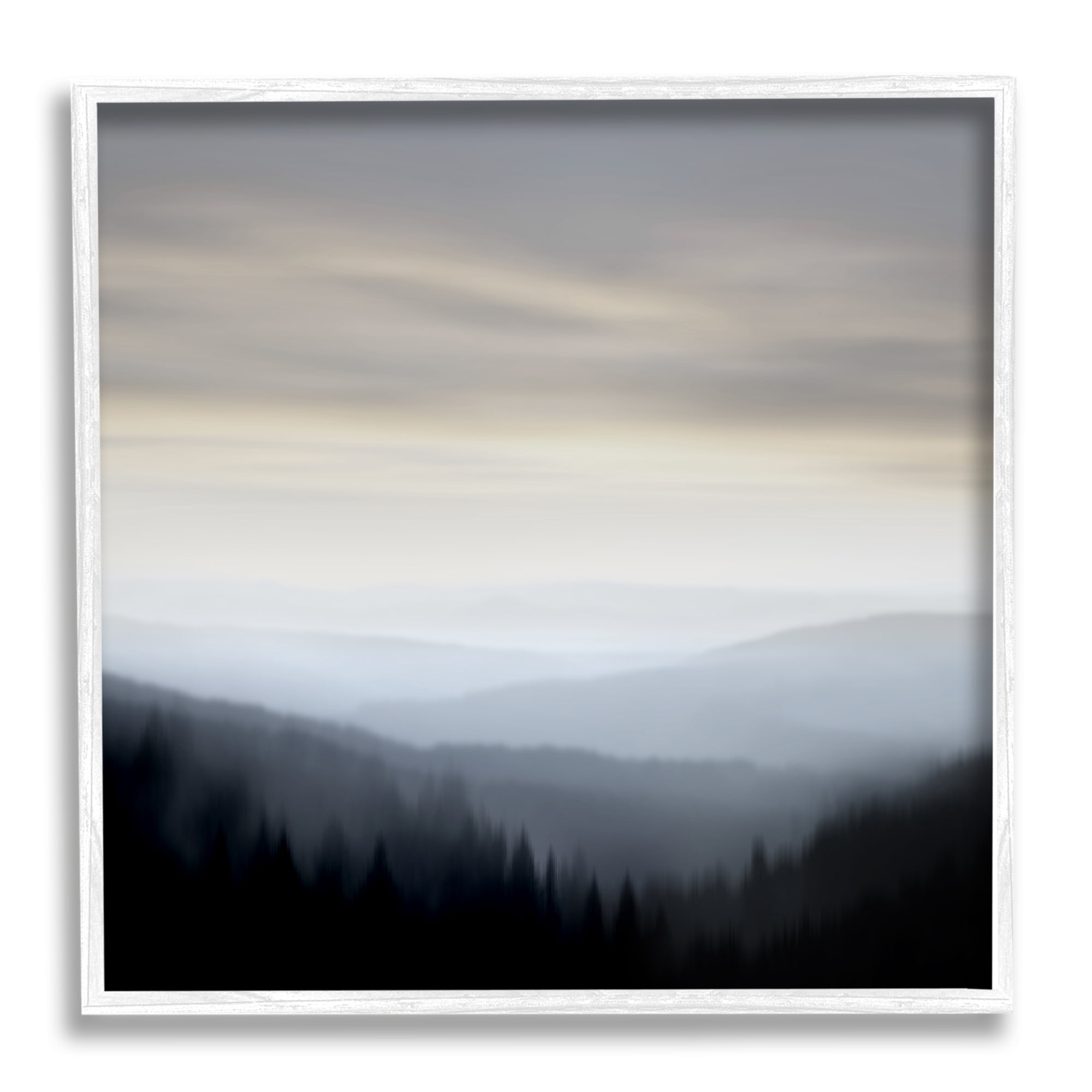 Stupell Industries Grey Mountain Range Landscape Painting White Framed Art Print Wall Art, 24 x 24