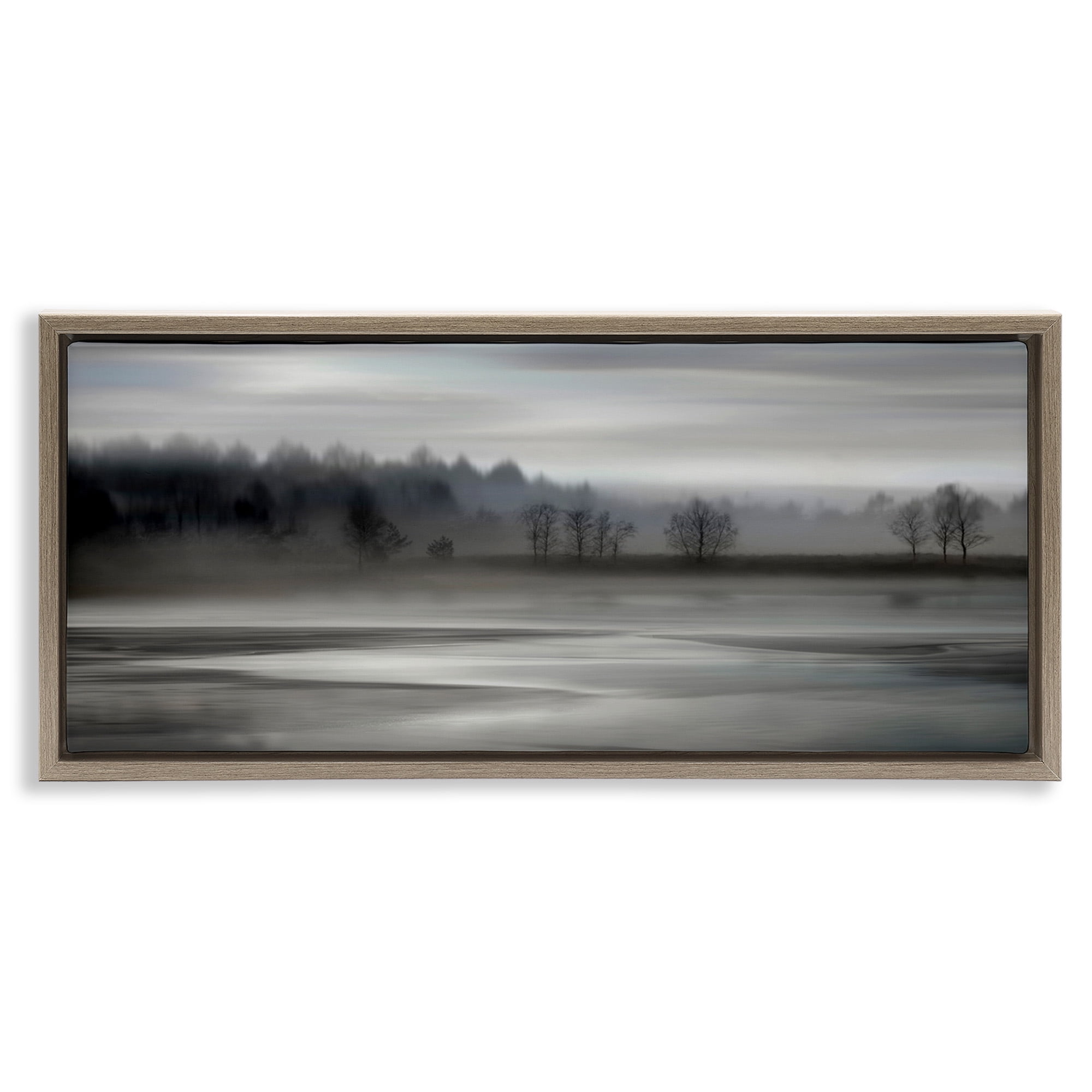 Stupell Industries Grey Nature Landscape Landscape Painting Brown Floater Framed Canvas Art Print Wall Art, 31 x 14