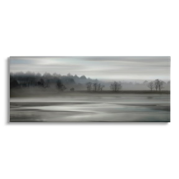 Stupell Industries Grey Nature Landscape Landscape Painting Gallery Wrapped Canvas Art Print Wall Art, 40 x 17