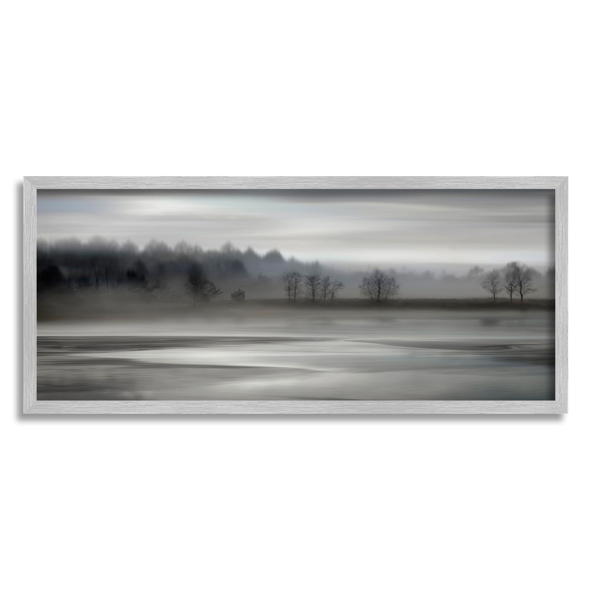 Stupell Industries Grey Nature Landscape Landscape Painting Gray Framed Art Print Wall Art, 30 x 13